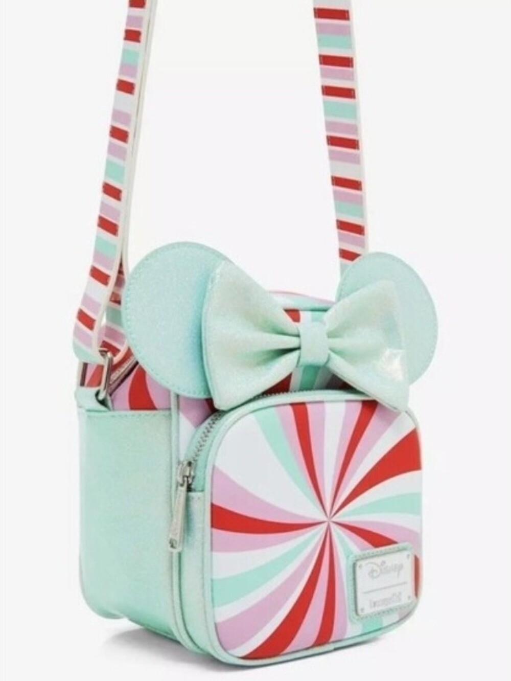 Loungefly Disney Minnie Mouse Ears Peppermint Print Crossbody Bag,